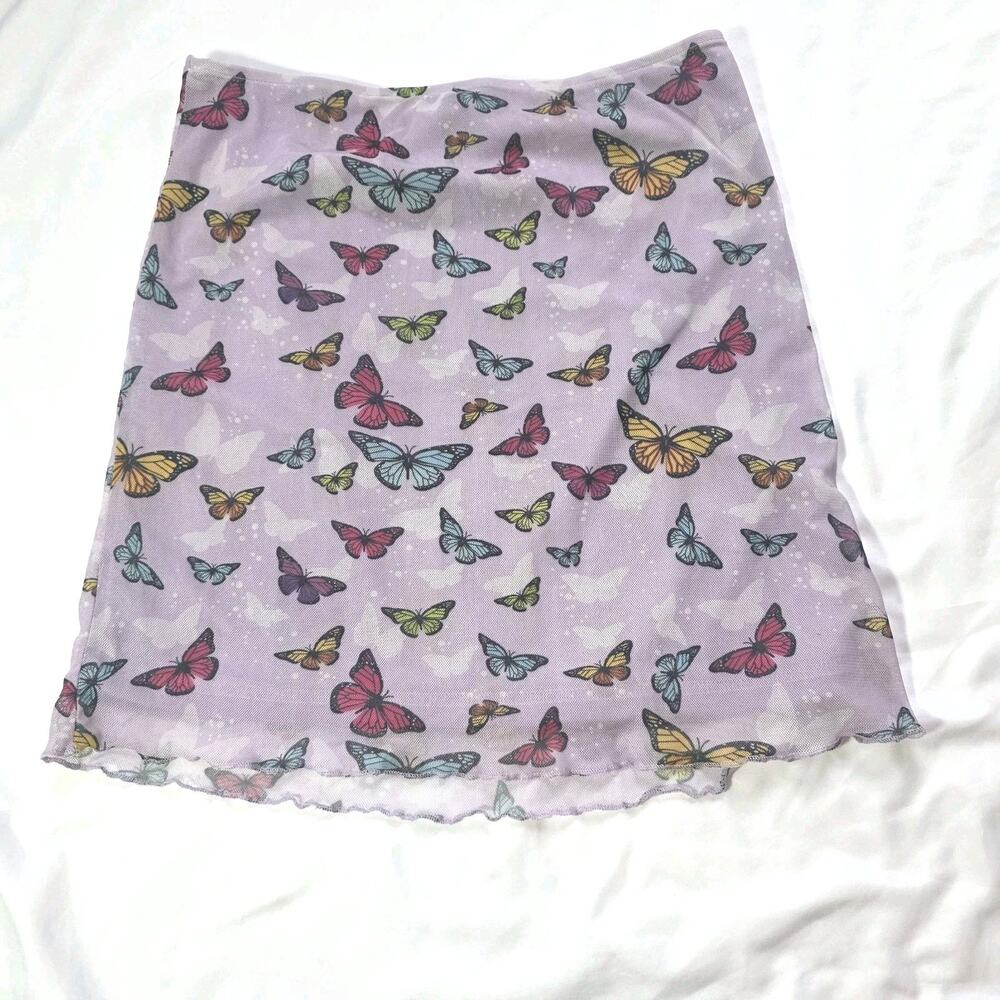 Mint Vanilla Butterfly Mini Skirt Women's Y2k 00's Multicolor Hippie Medium Girl